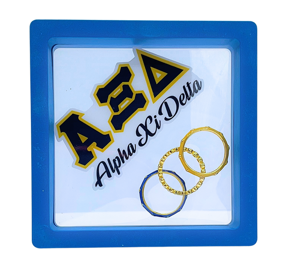 R206 AXD-Alpha Xi Delta Bezel & Enamel Stack Ring Set