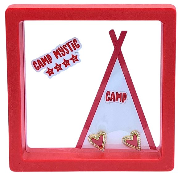 I Love my CAMP: Bright Color Heart Studs on Camp Tent