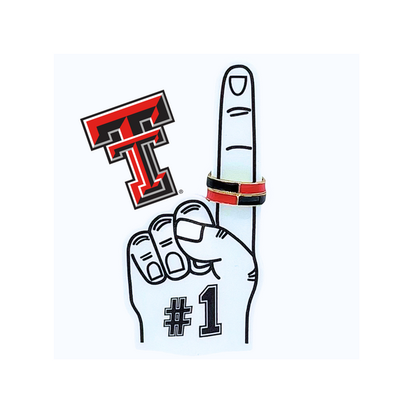 R207- Texas Tech: Team Colors 50/50 Stack Ring Set