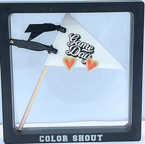 Love my School: Bright Color Heart Studs on Logo Pennant Flag (Custom)