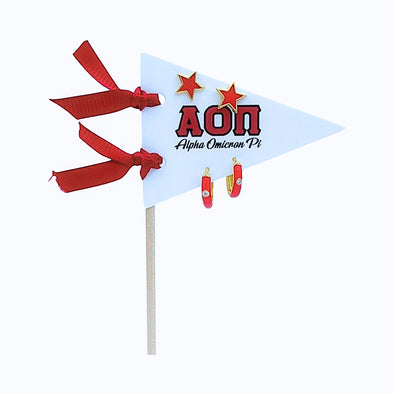 E203 AOP-Alpha Omicron Pi Pennant Pair Earring Set