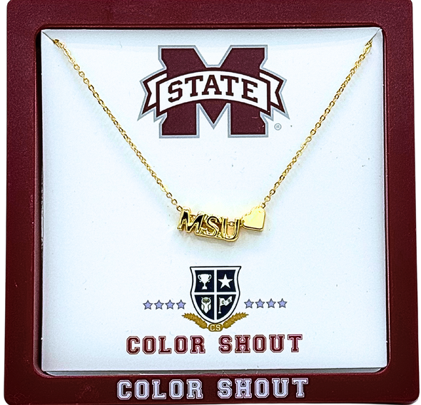 I Love College:  Initial Heart Necklace