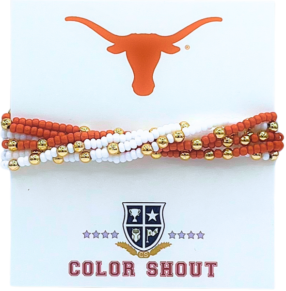 B201 - UT Colors Stack: Set of 6 Beaded Stretch Bracelets