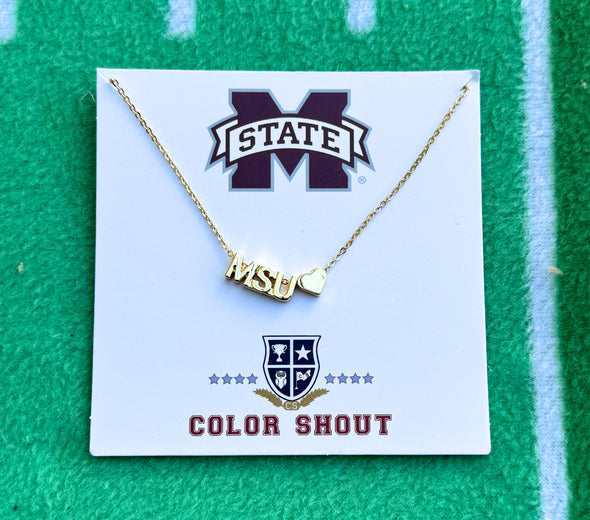 Mississippi State - MSS Heart Necklace