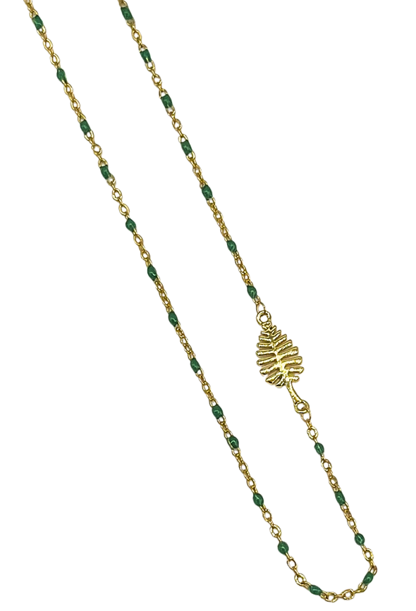 N201 DAR-The Dartmouth Necklace: Side Set Lone Pine Enamel Bead Necklace