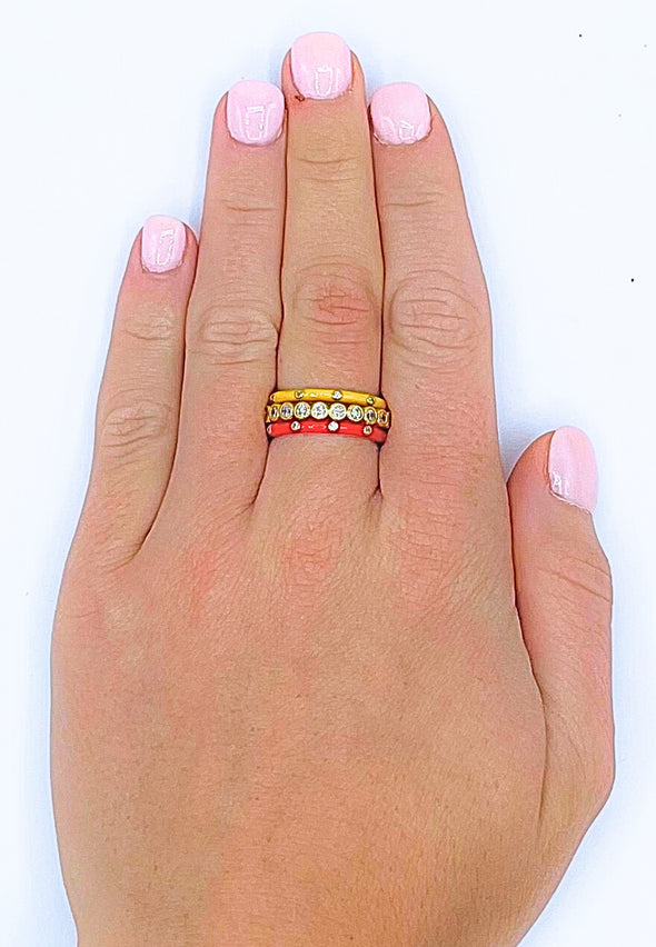 R206 XO-Chi Omega Bezel & Enamel Stack Ring Set