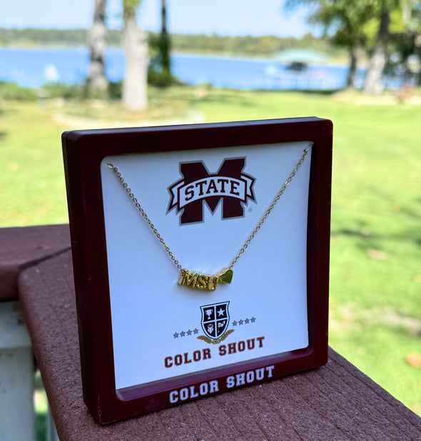 Mississippi State - MSS Heart Necklace