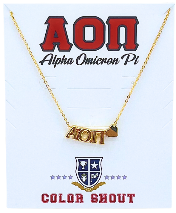 N202 AOP-Alpha Omicron Pi Heart Necklace