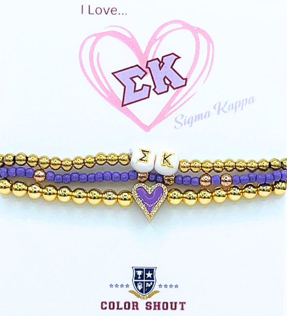 B202- Sorority 'Love' Bracelet Stack