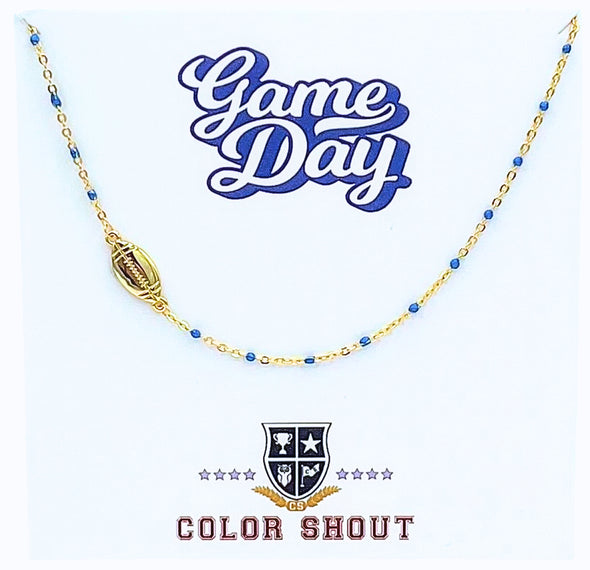 Custom Highschool: Side Set Football on Enamel Bead Necklace