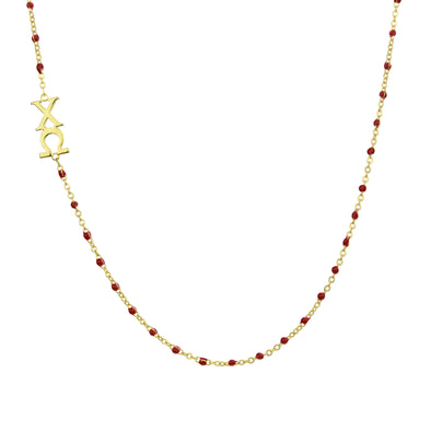 The Chi Omega Necklace: Side Set ΧΩ Enamel Bead Necklace