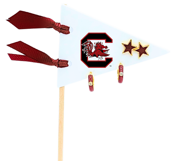 E203 - University of South Carolina Pennant Pair Earring Set