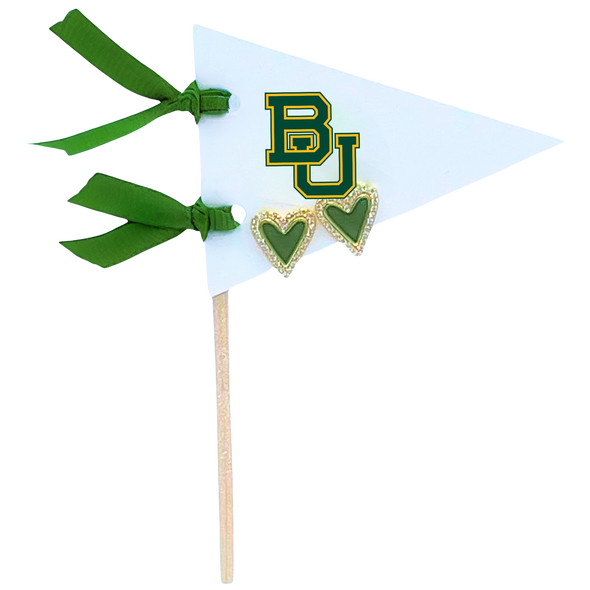 Love my College: Bright Color Heart Studs on Logo Pennant Flag