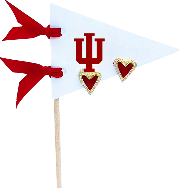 Love my College: Bright Color Heart Studs on Logo Pennant Flag