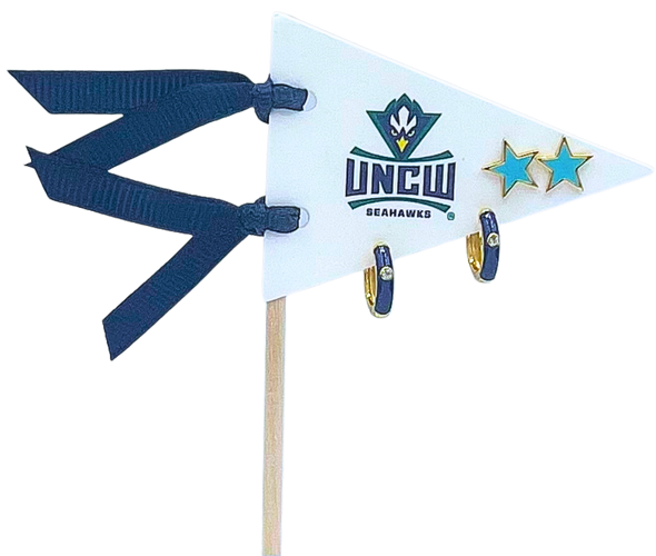 E203-UNCW University of North Carolina- Wilmington Pennant Pair Earring Set