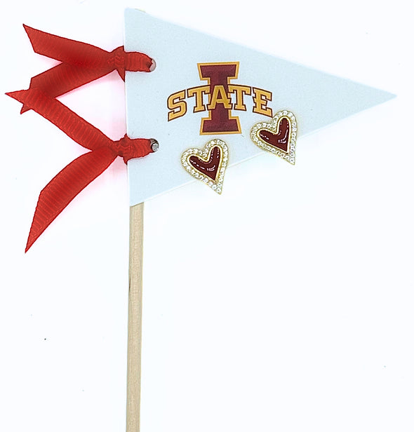 Love my College: Bright Color Heart Studs on Logo Pennant Flag