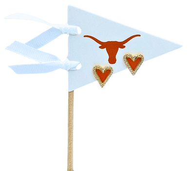 UT Heart Studs on Logo Pennant Flag