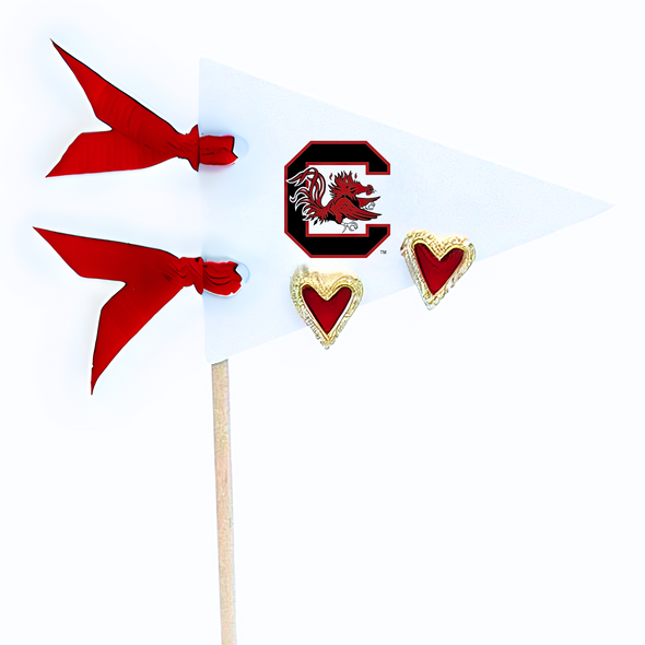 E205 - USC: I Love the University of South Carolina Heart Studs on Pennant Flag