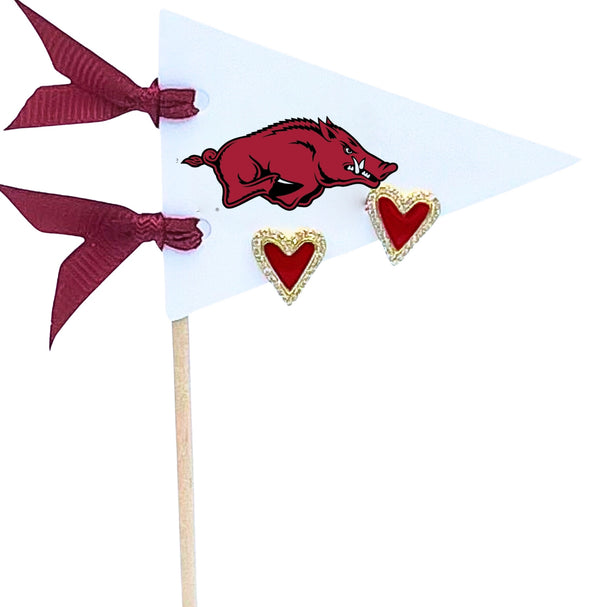 Love my College: Bright Color Heart Studs on Logo Pennant Flag