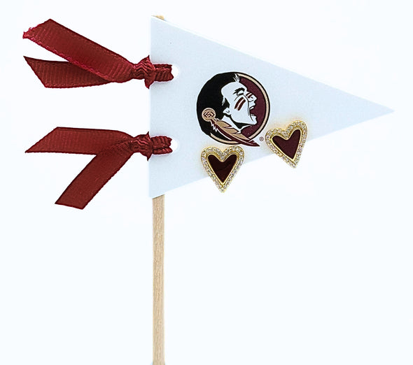 Love my College: Bright Color Heart Studs on Logo Pennant Flag