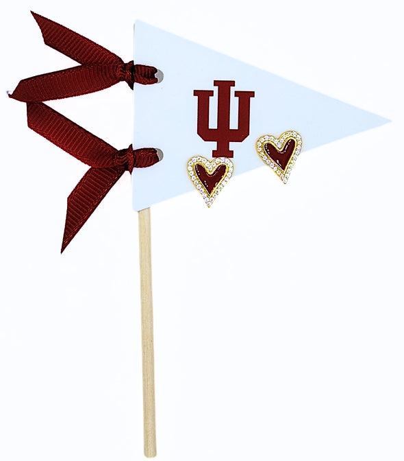 Love my College: Bright Color Heart Studs on Logo Pennant Flag