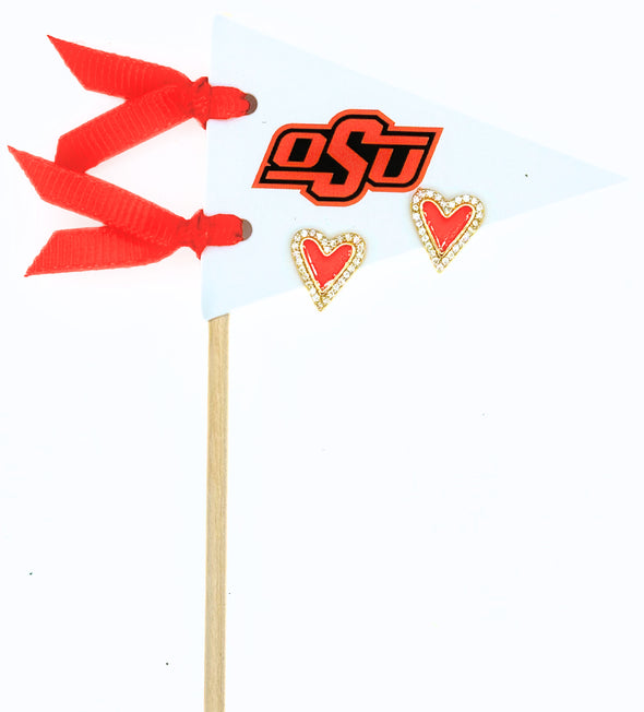 Love my College: Bright Color Heart Studs on Logo Pennant Flag