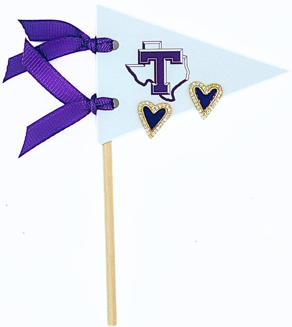 Love my College: Bright Color Heart Studs on Logo Pennant Flag