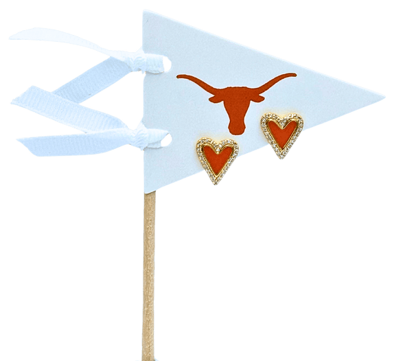 Love my College: Bright Color Heart Studs on Logo Pennant Flag