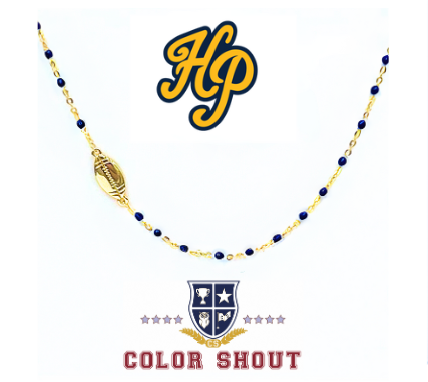 Custom Highschool: Side Set Football on Enamel Bead Necklace