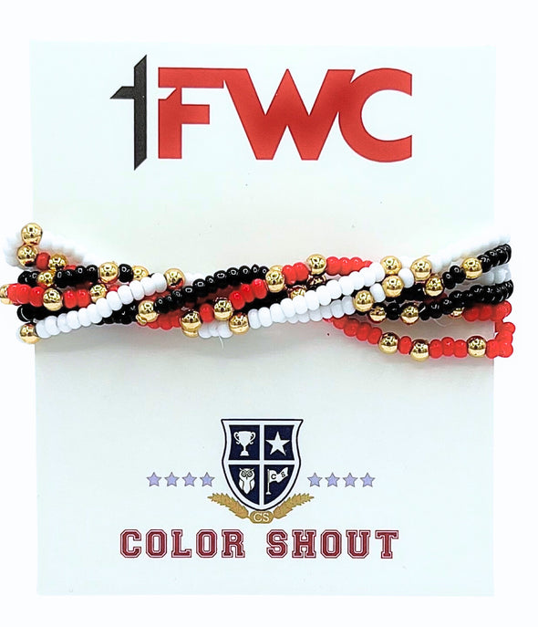 Custom School Colors Stack: Set of 6 Beaded Stretch Bracelets