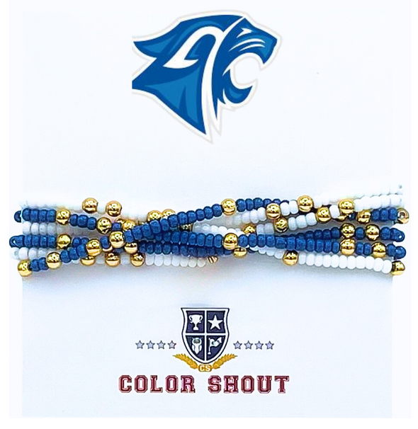 Custom School Colors Stack: Set of 6 Beaded Stretch Bracelets