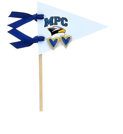 Love my School: Bright Color Heart Studs on Logo Pennant Flag (Custom)