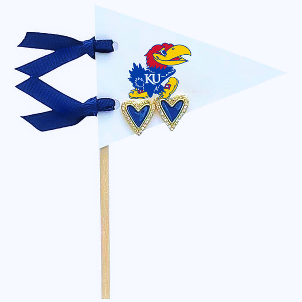 Love my College: Bright Color Heart Studs on Logo Pennant Flag