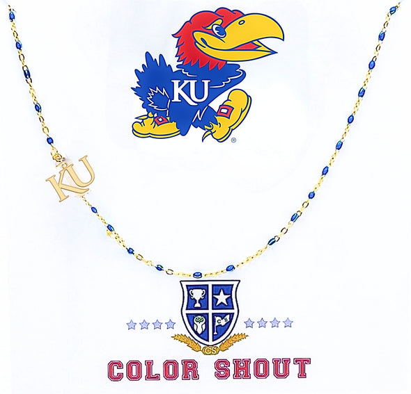 The College Logo Necklace: Side Set Logo on Enamel Bead Necklace