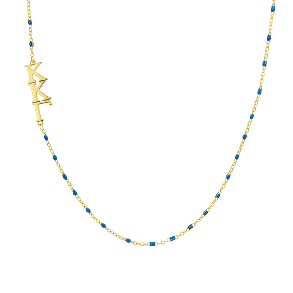 N201 KKG-The Kappa Kappa Gamma Necklace: Side Set ΚΚΓ Enamel Bead Necklace