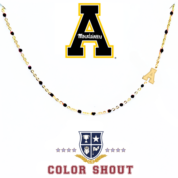 The College Logo Necklace: Side Set Logo on Enamel Bead Necklace