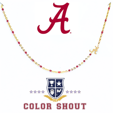 N201 AL-The Alabama Necklace: Side Set A Logo Enamel Bead Necklace