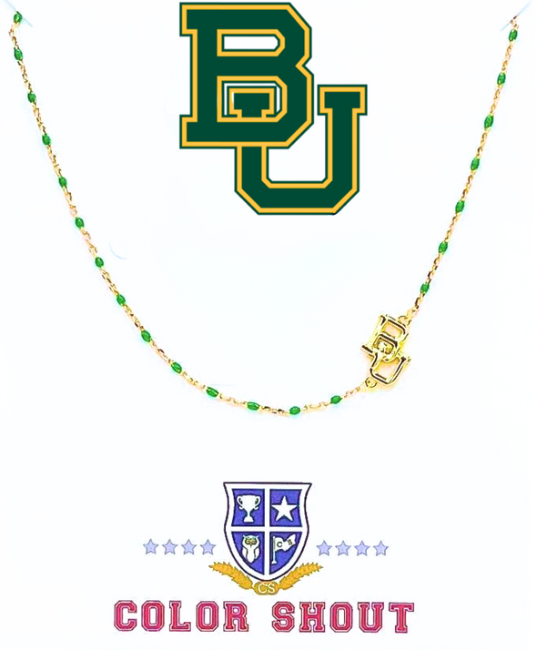 The College Logo Necklace: Side Set Logo on Enamel Bead Necklace