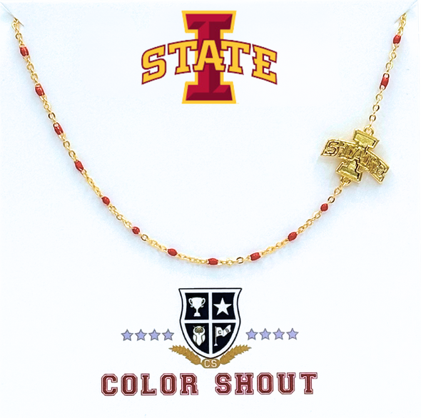 The College Logo Necklace: Side Set Logo on Enamel Bead Necklace