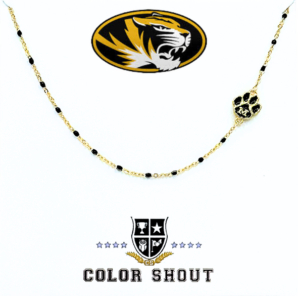 The College Logo Necklace: Side Set Logo on Enamel Bead Necklace