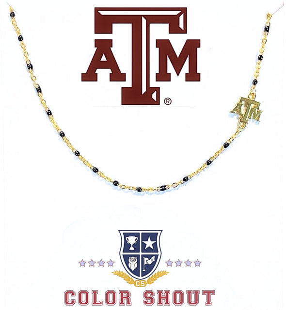 The College Logo Necklace: Side Set Logo on Enamel Bead Necklace