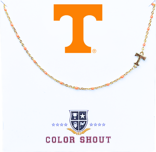 The College Logo Necklace: Side Set Logo on Enamel Bead Necklace