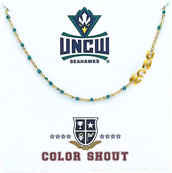 The College Logo Necklace: Side Set Logo on Enamel Bead Necklace