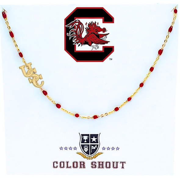 The College Logo Necklace: Side Set Logo on Enamel Bead Necklace