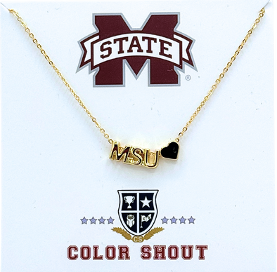 Mississippi State - MSS Heart Necklace