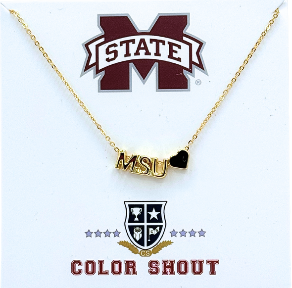 Mississippi State - MSS Heart Necklace