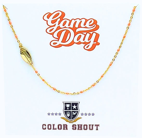 Custom Highschool: Side Set Football on Enamel Bead Necklace