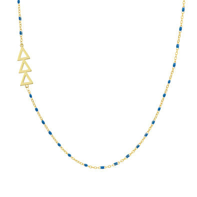 The Tri Delta Necklace: Side Set ΔΔΔ Enamel Bead Necklace