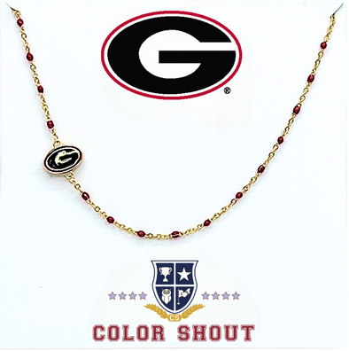 N201 GA-The Georgia Necklace: Side Set G Logo Enamel Bead Necklace