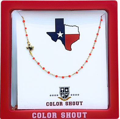 The state of TEXAS Necklace: Side Set State of Texas on Enamel Bead Necklace